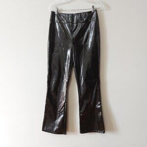 Tiger Mist Faux Patent Leather Pant High Rise Size Medium Back Zip Black Vinyl